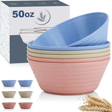 Wrova Wheat Straw Bowl Sets6 Pcs Unbreakable Big Cereal Bowl 50 Ozmicrowave And