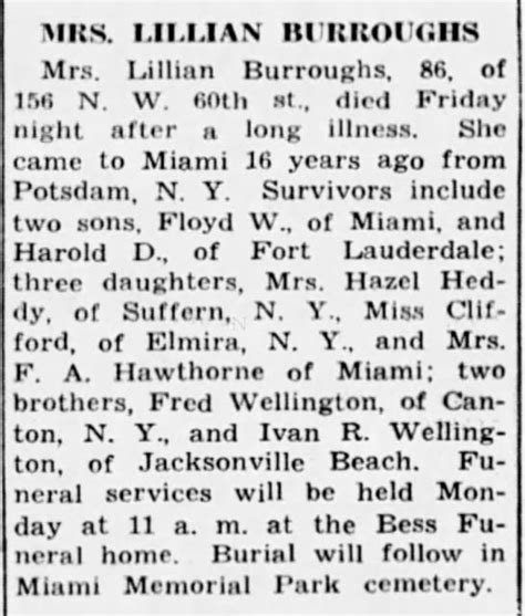 Lillian Frances Fannie” Wellington Burroughs 1855 1941 Find A