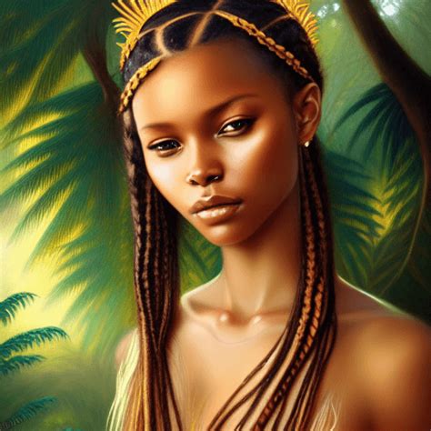 Beautiful African Princess Gold Jewelry Angelic Youthful Face Braided