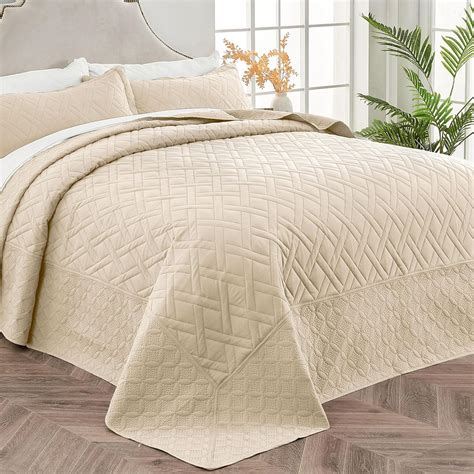 Amazon Qucover Oversized King Bedspreads X Beige Soft