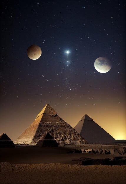 Premium Ai Image Planets Of The Solar System Over The Pyramids Of