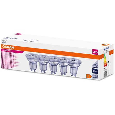 5pak Żarówka Led Gu10 4 3w 50w 350lm 2700k Ciepła 36° Osram Parathom