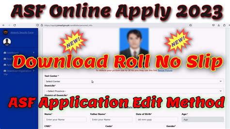 Asf Jobs Online Apply Asf Roll No Slip How To Edit Asf