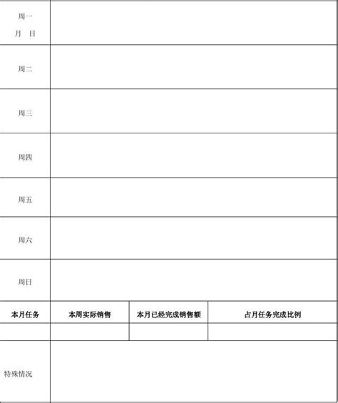 周总结计划表格word文档在线阅读与下载无忧文档