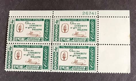 Patrick Henry American Credo Plate Block Mnh C Scott Virginia