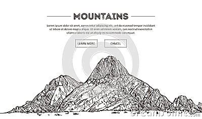 Mountains Ranges Nature Sketch Spiky Mountain Landscape Sketch Hand