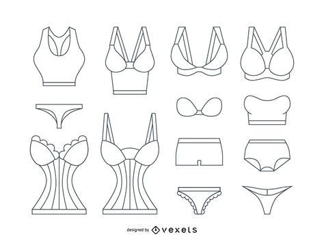 Descarga Vector De Iconos De Lencería De Ropa Interior De Mujer