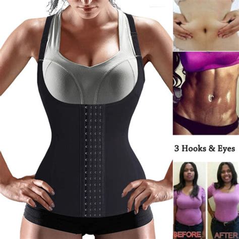 Sweat Sauna Vest Body Shaper Women Corsets Neoprene Zipper Waist Trimmer Tank Ebay