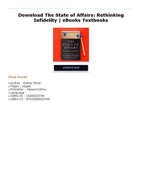 The State of Affairs Rethinking Infidelity PDF | Download Free PDF ...