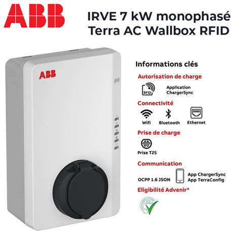 Borne de recharge véhicule électrique IRVE 7 kW monophasé Terra AC