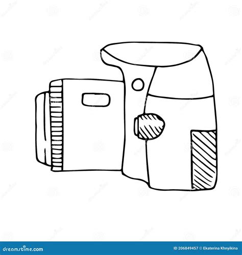 Digital Camera, Side View, Vector Illustration, Hand Drawing Sketch ...