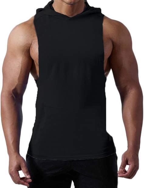 Matbox Mens Workout Hooded Tank Tops Sleeveless Gym