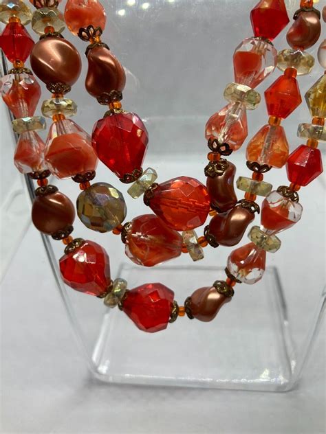 Stunning 1950s Triple Strand Givre Glass Graduated Gem