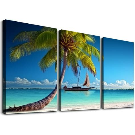 Jeuxus Beach Pictures Wall Art Decor For Living Room Blue Ocean