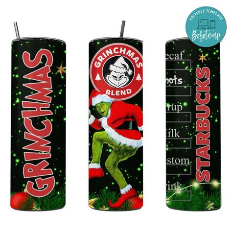 Grinchmas 20 Oz Skinny Tumbler Customizable Createpartylabels