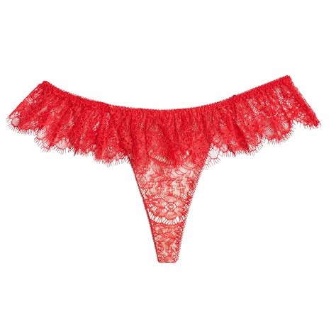 Seduction High Cut Lace Frill Tanga Red Akiko Ogawa Lingerie