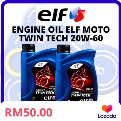 Ready Stock Engine Oil Minyak Hitam Elf Moto Oil W Twin Tech W