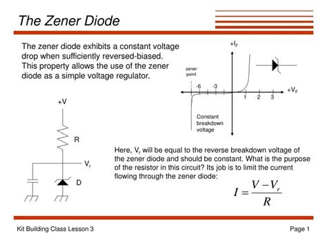 Zener Diode Characteristics And Voltage Regulating Device Presentation