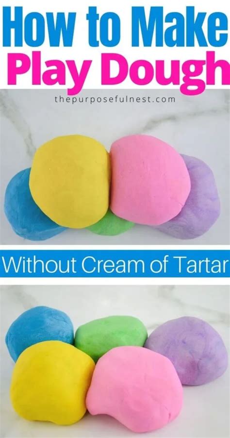 How To Make No Cook Playdough Without Cream Of Tartar The Purposeful Nest