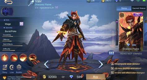 Diskon Skin Ml Valir Draconic Flame Mobile Legends Skin Keren Esportsku