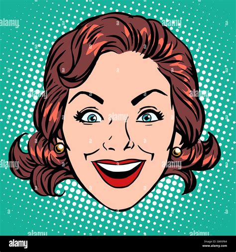 Retro Emoji Smile Joy Woman Face Stock Vector Image And Art Alamy