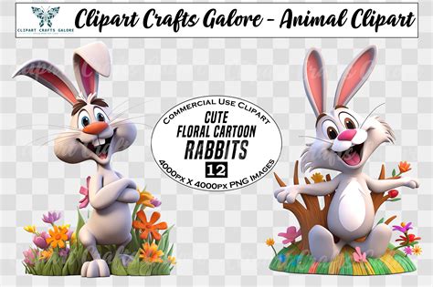 12 Cute Floral Cartoon Rabbits Graphic By Webmark Creative Fabrica