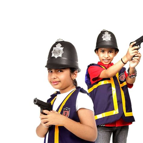 TINGALAND Police Jacket For Kids With Cap / Fancy Dress Costume Kids ...