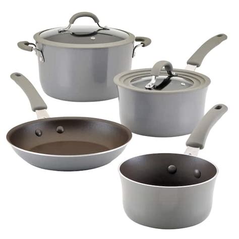 Rachael Ray Cook Create 6 Piece Aluminum Nonstick Cookware Set Gray