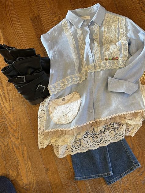 Up Cycled Refashioned Shabby Chic Boho French Country Tunic Etsy