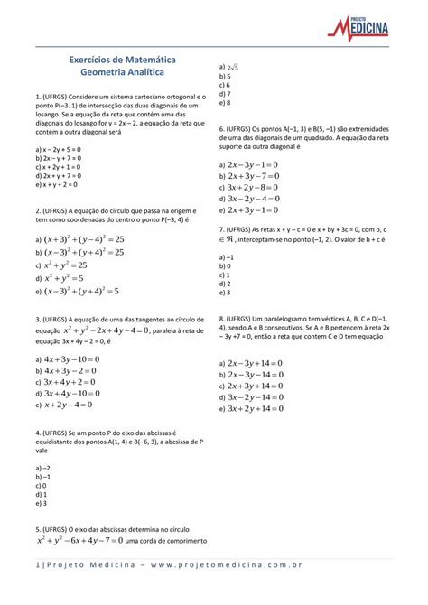 PDF Exercícios de Matemática Geometria Analítica 25 Se A e B