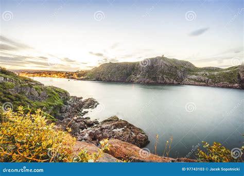 Signal Hill And Illuminated St John`s Newfoundland Canada Stock Image