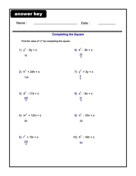 Free complete the square worksheet, Download Free complete the square worksheet png images, Free ...