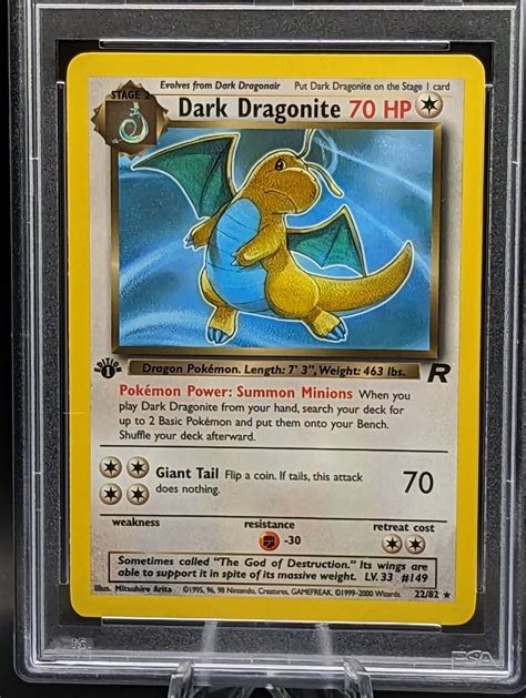 Pokemon Team Rocket Dark Dragonite St Edition Psa