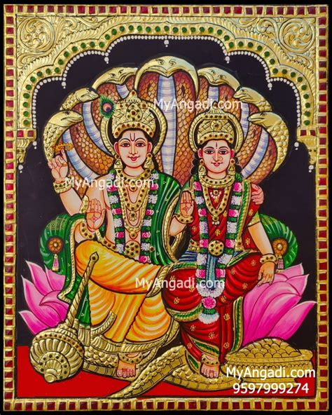 Vishnu And Lakshmi Tanjore Painting