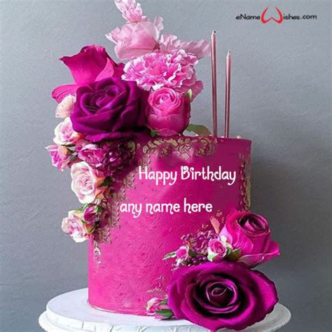 Happy Birthday Rose Cake Images With Name Name Birthday Cakes Write