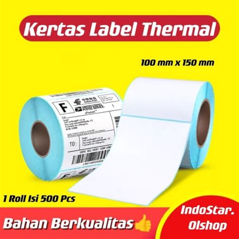 Jual Kertas Thermal 100x150mm Isi 500pcs Sticker Lebel Thermal