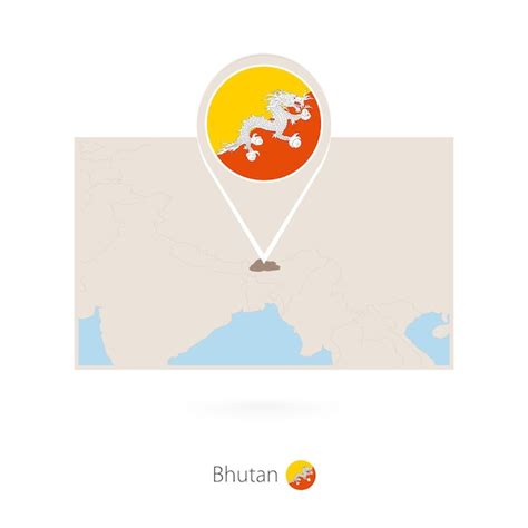 Premium Vector Rectangular Map Of Bhutan With Pin Icon Of Bhutan