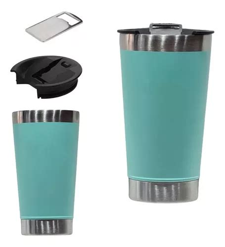 Vaso térmico de acero inoxidable de 473 ml con tapa y abridor para