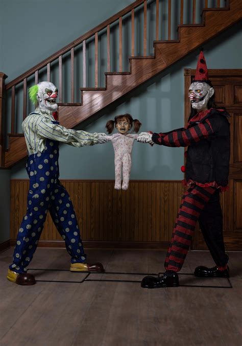 Animated Tug Of War Evil Clowns Prop Decoration Scary Decorations