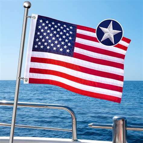 DANF Marine American Flag For Boat 12x18 Inch Embroidered Weather