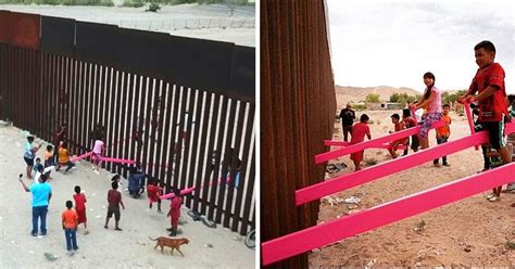 Seesaws On The Border Of Mexico And The Usa A Unique Pink