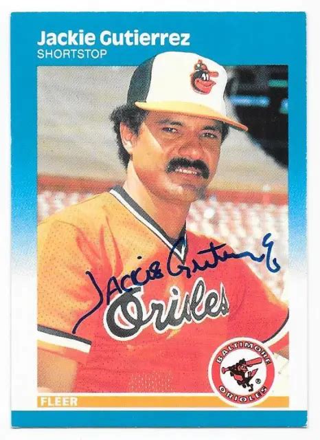 Jackie Gutierrez Fleer Autographi Sign Orioles Baltimore