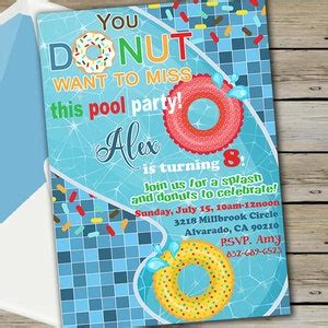 Pool Party Bash Birthday Invitation Splish Splash Pool Etsy