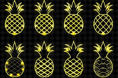 Premium Psd A Set Of Animated Pineapples With A Yellow Glow