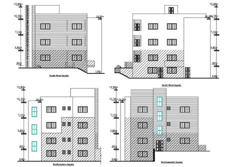 4 Storey Apartment Building Elevation Design DWG File Cadbull