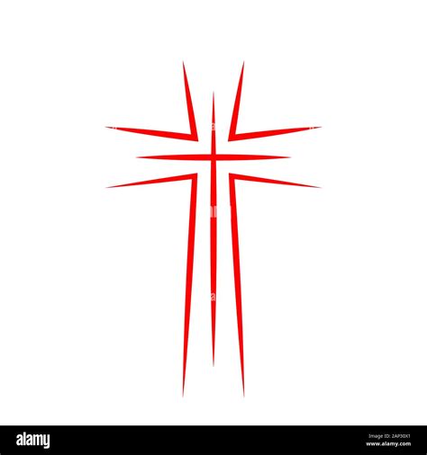 Icono De Cruz Cristiana Rojo Línea Abstracta Cruz Cristiana