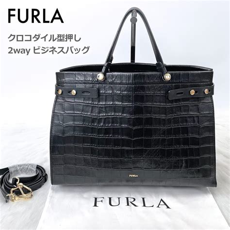 41％割引半額sale★ 美品 Furla フルラ クロコ型押し 2way ハンドバッグ ショルダーバッグ ショルダーバッグ バッグ Ota