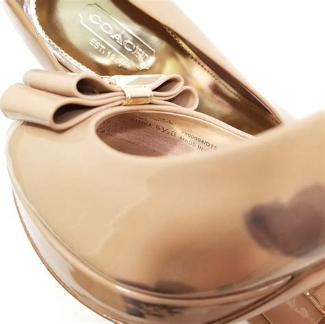 Coach Shoes Coach Patent Starla Nude Bow Heels Open Toe Shoes Poshmark