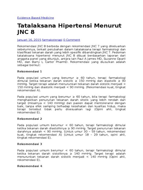 Cardio Tatalaksana Hipertensi Menurut Jnc 8 Pdf