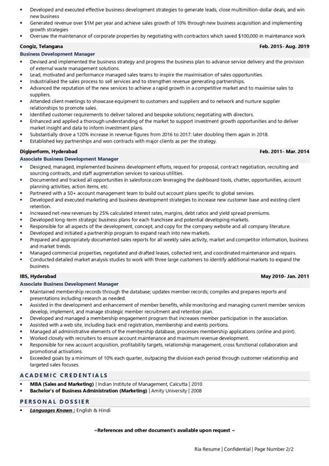 Business Development Resume Skills